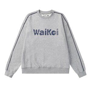 Waikei Round Neck Contrasting Color Sweatshirt With Letter Print